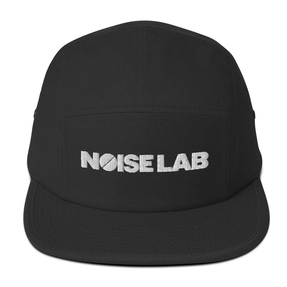 Noise Lab Five-Panel Cap in black, front view