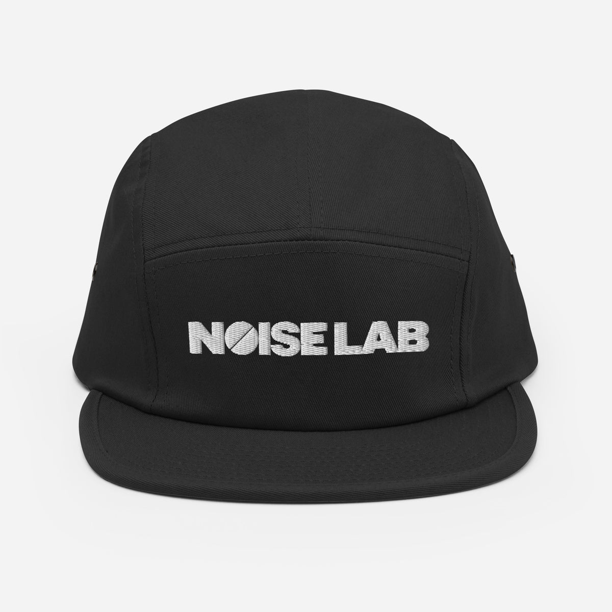 Noise Lab Five-Panel Cap in black, front view