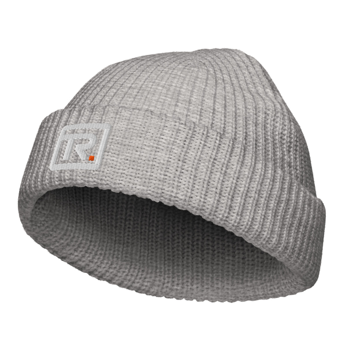 The Room Fisherman Beanie in athletic heather, front view