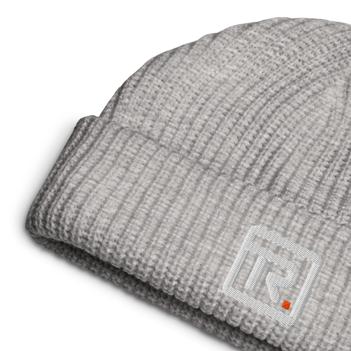 The Room Fisherman Beanie in athletic heather, detail view