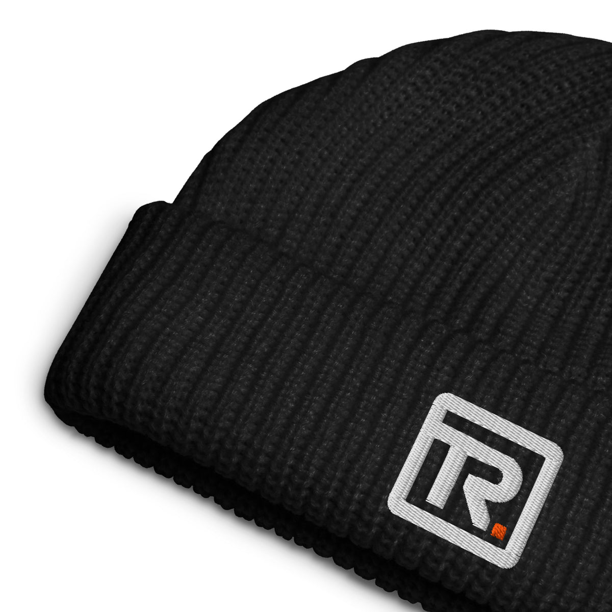 The Room Fisherman Beanie in black, detail view