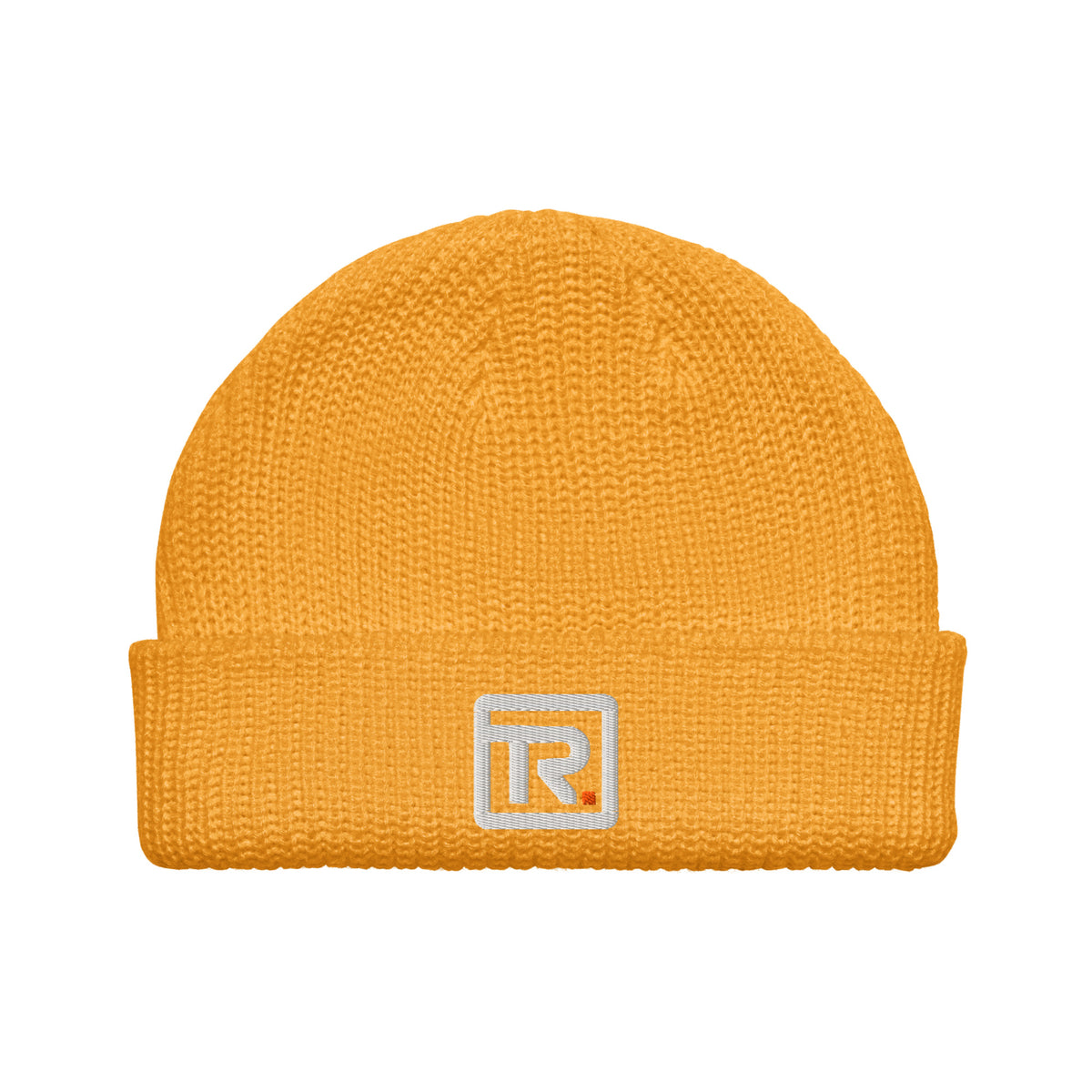 The Room Fisherman Beanie in gold, front view