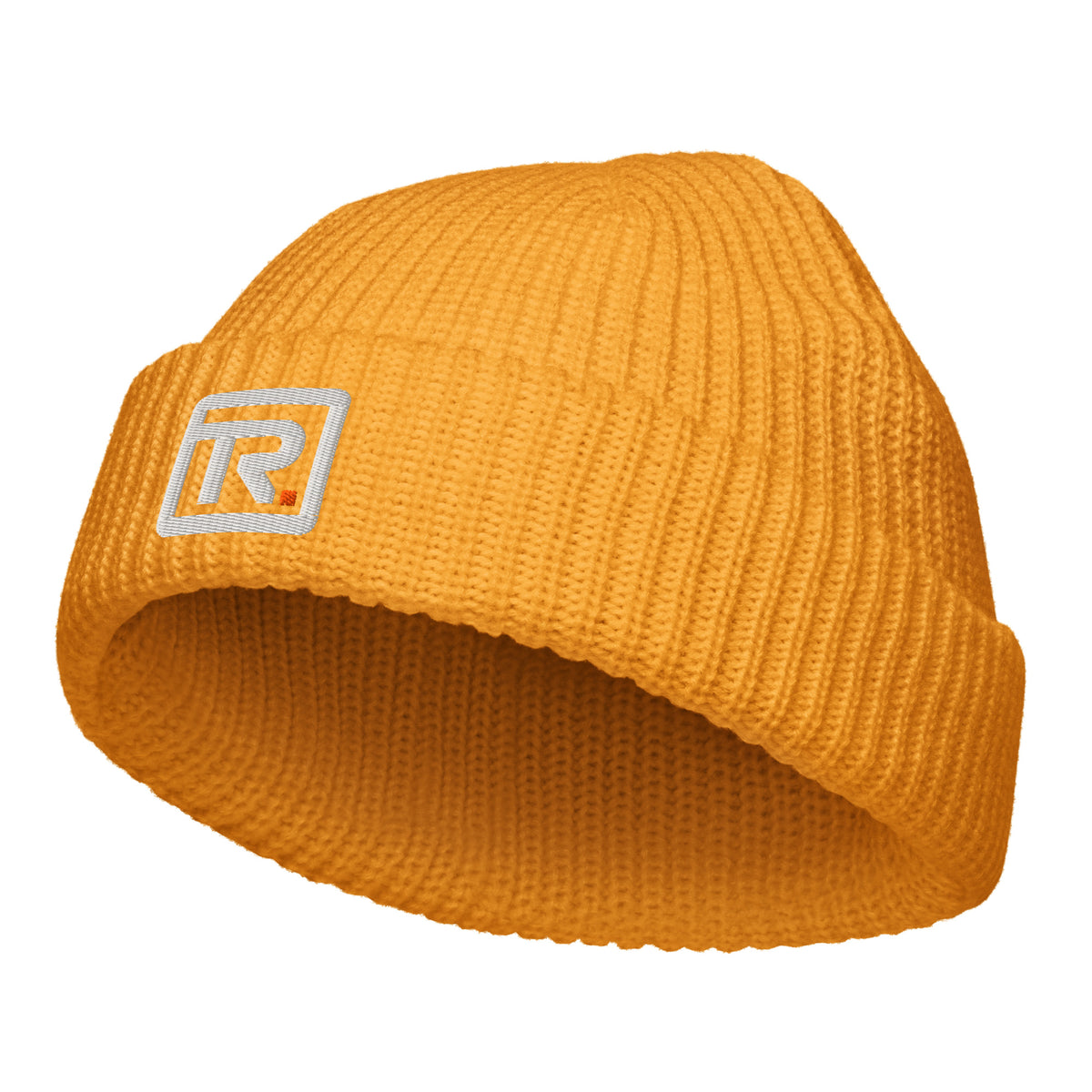 The Room Fisherman Beanie in gold, front view