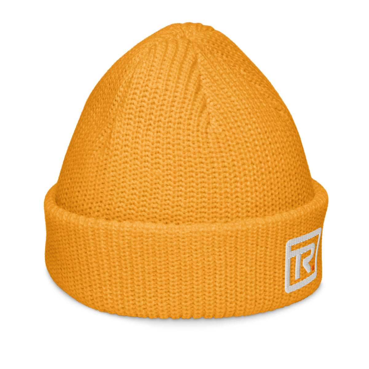 The Room Fisherman Beanie in gold, right-side view