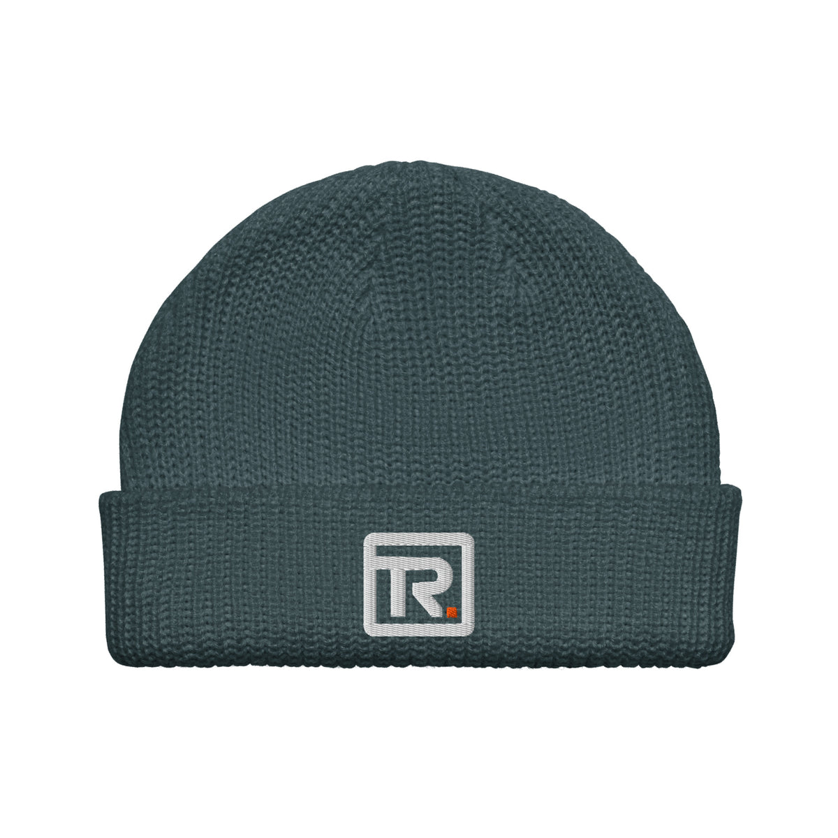 The Room Fisherman Beanie in petrol blue, front view