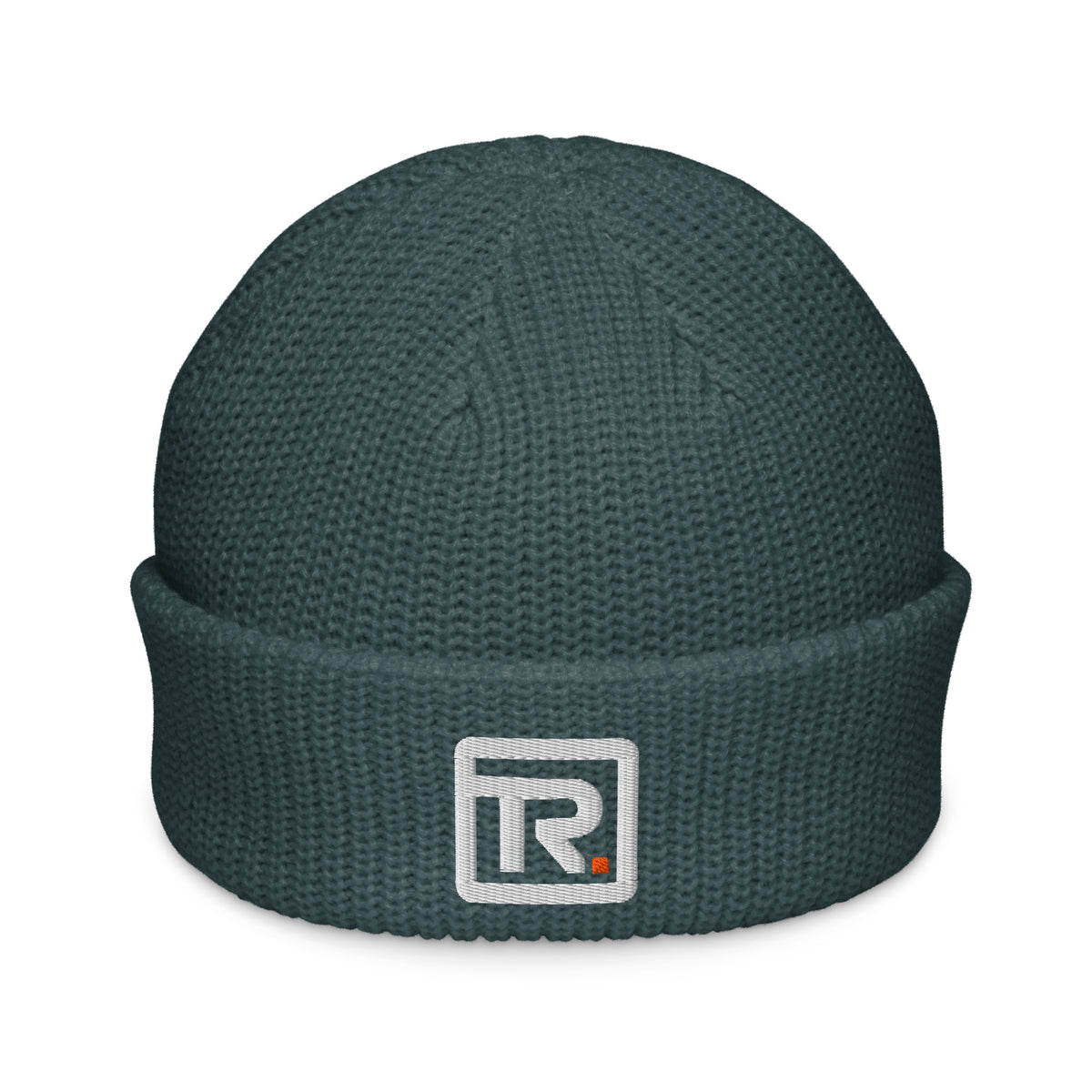 The Room Fisherman Beanie in petrol blue, front view