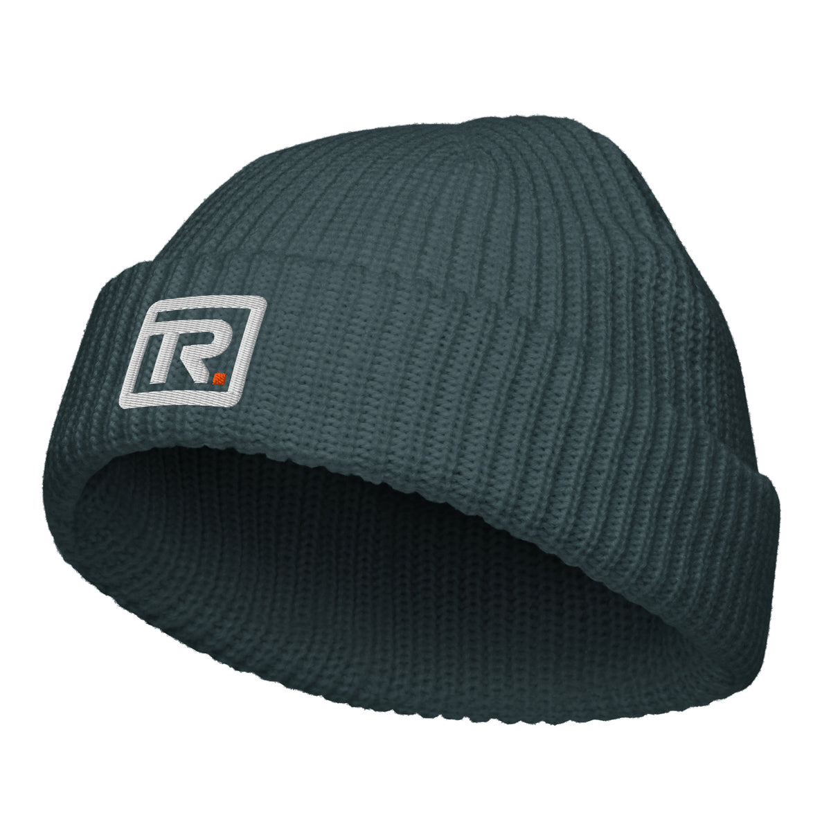 The Room Fisherman Beanie in petrol blue, front view