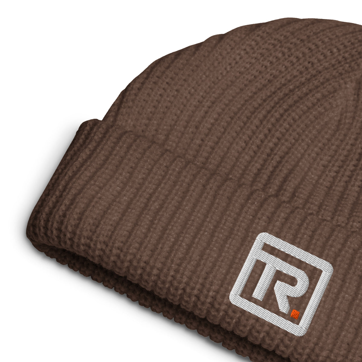 The Room Fisherman Beanie in walnut, detail view
