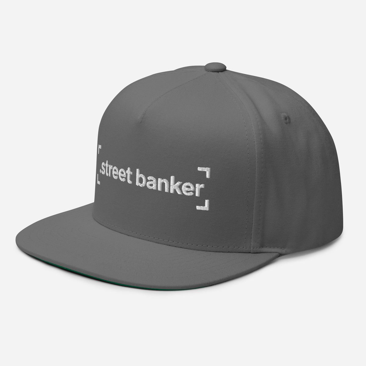 SB-03 Institution Flat Bill in grey, left-front angle