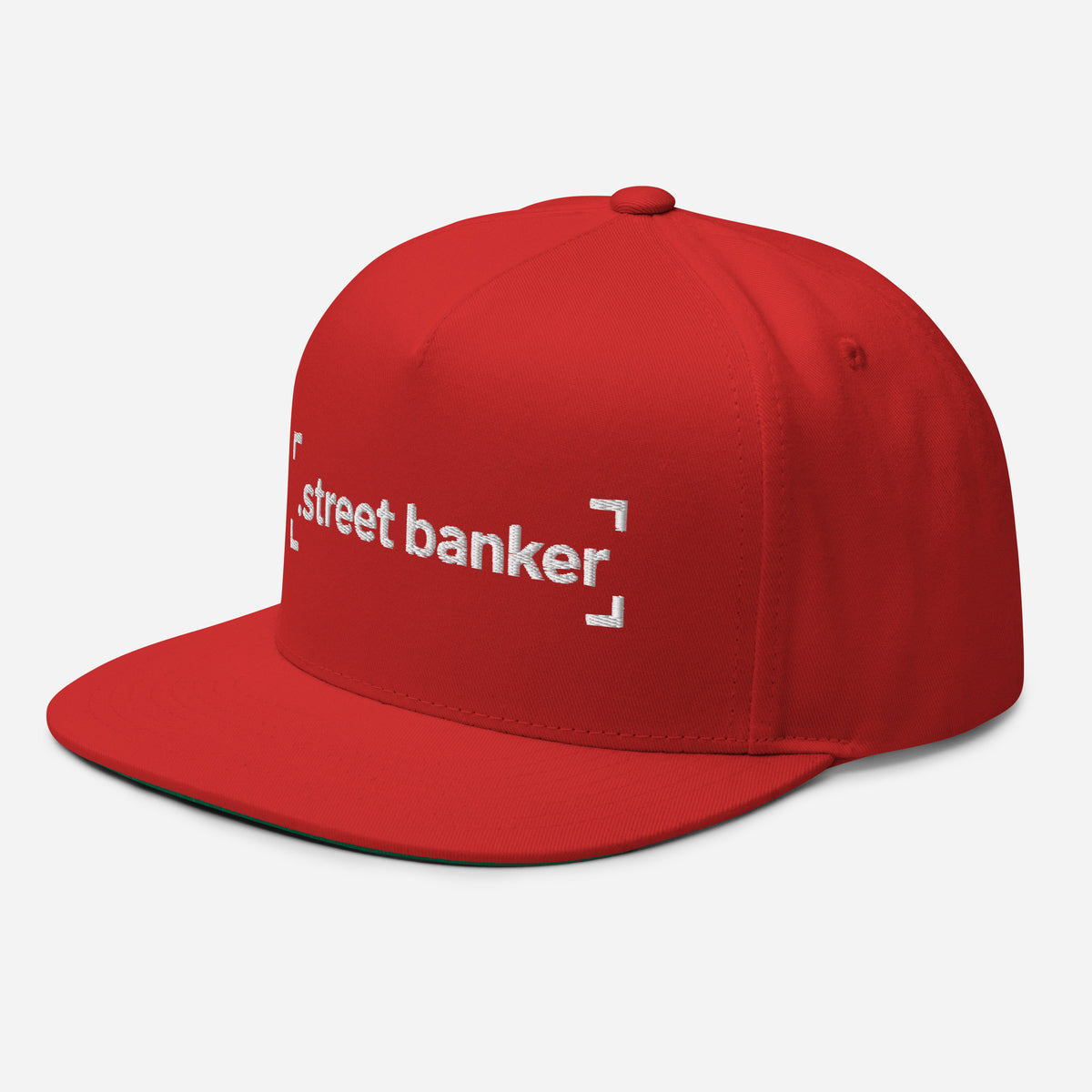 SB-03 Institution Flat Bill in red, left-front angle