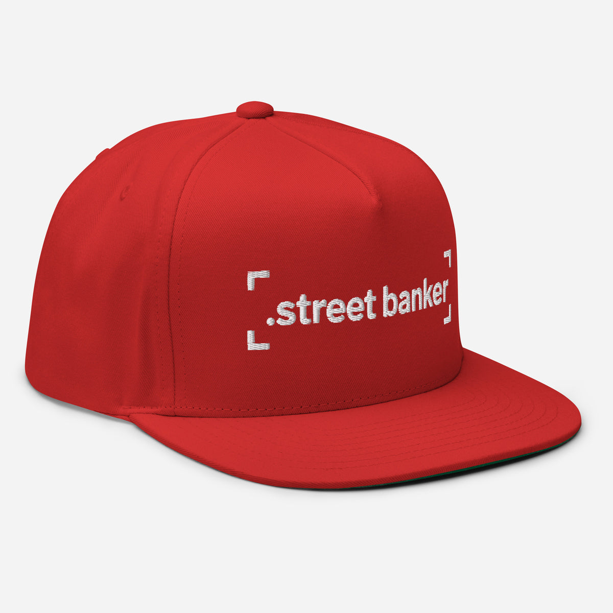 SB-03 Institution Flat Bill in red, right-front angle