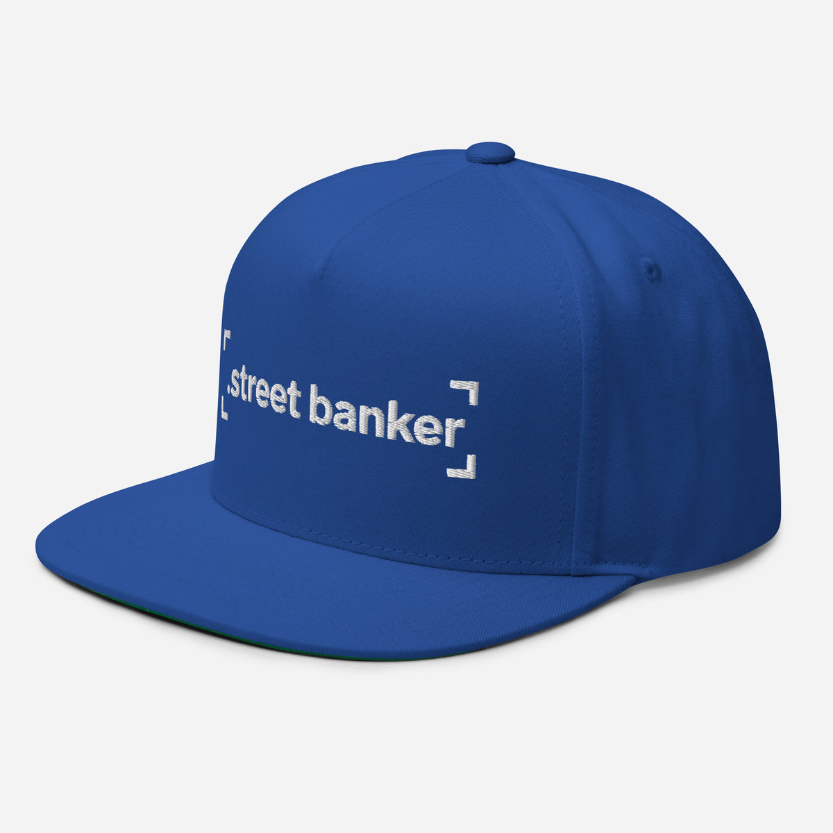 SB-03 Institution Flat Bill in royal blue, left-front angle
