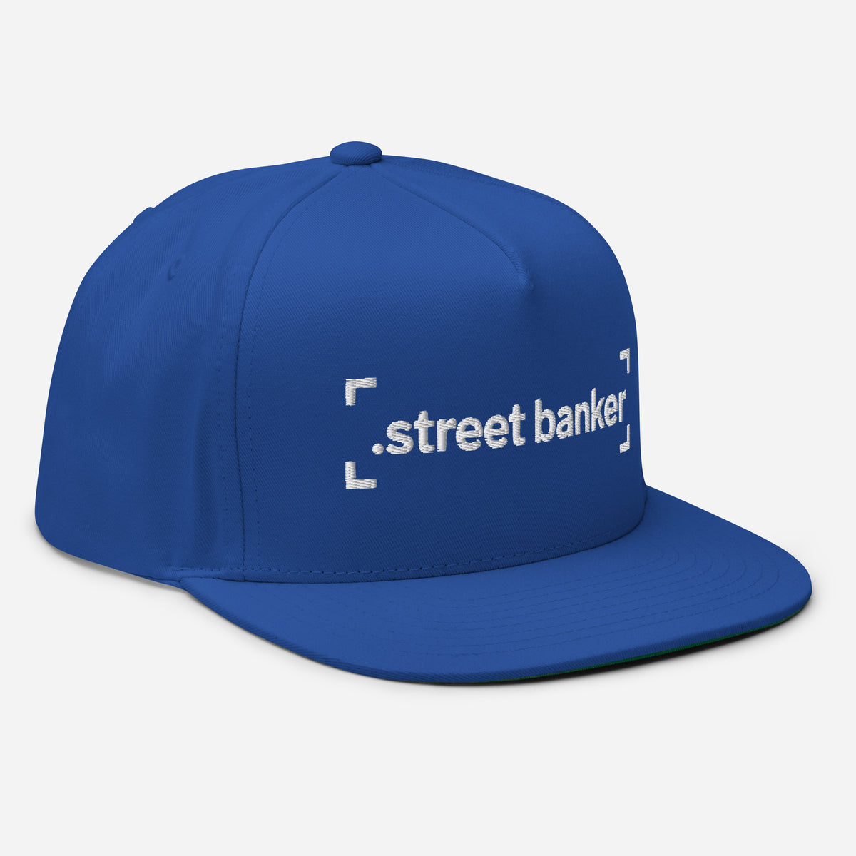 SB-03 Institution Flat Bill in royal blue, right-front angle