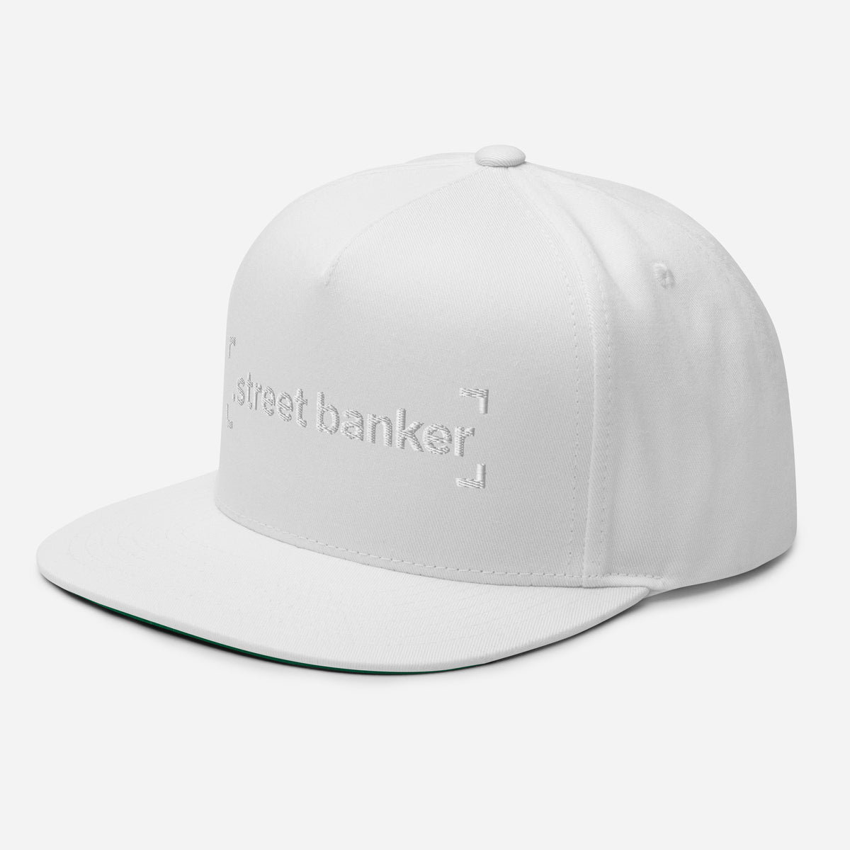 SB-03 Institution Flat Bill in white, left-front angle