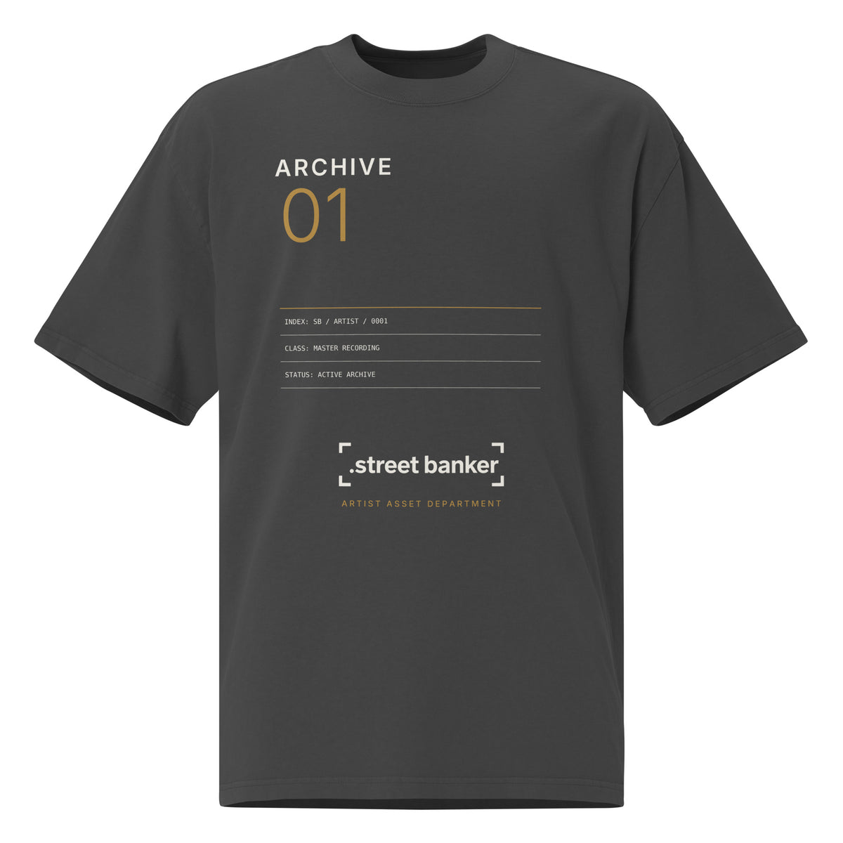 SB-02 Private Client Oversized Tee in faded black, front view
