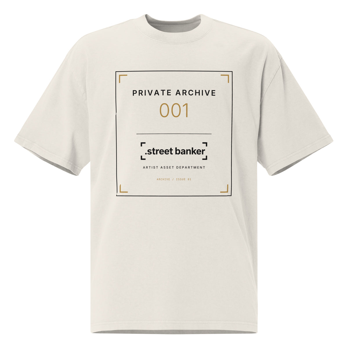 SB-01 Archive Index Oversized Tee in faded bone, front view
