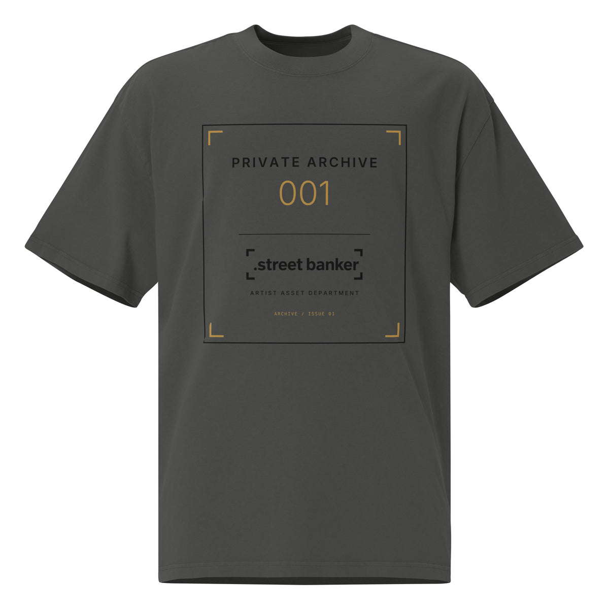 SB-01 Archive Index Oversized Tee in faded coal, front view