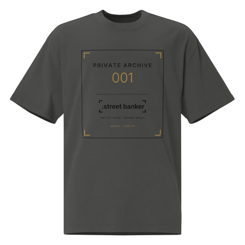 SB-01 Archive Index Oversized Tee in faded coal, front view
