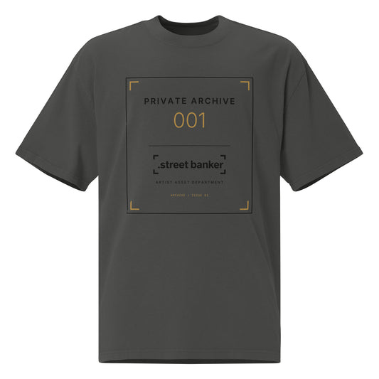 SB-01 Archive Index Oversized Tee in faded coal, front view