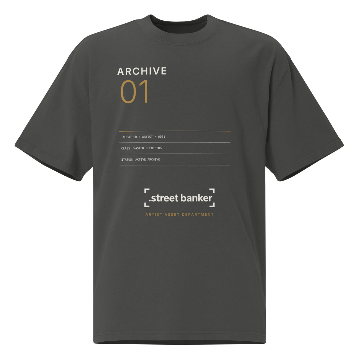 SB-02 Private Client Oversized Tee in faded coal, front view
