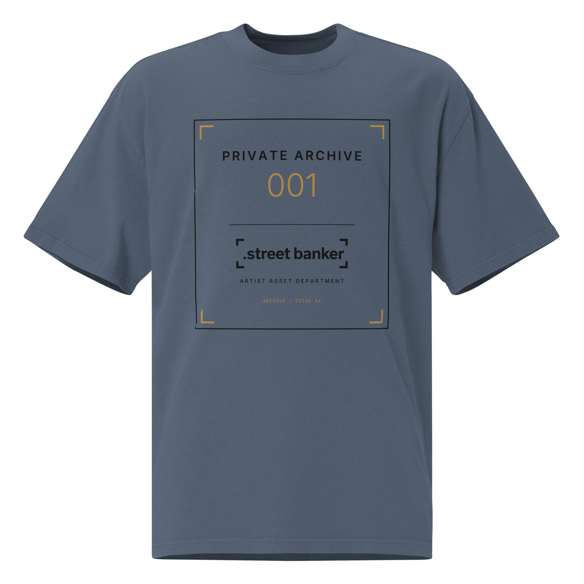 SB-01 Archive Index Oversized Tee in faded indigo, front view