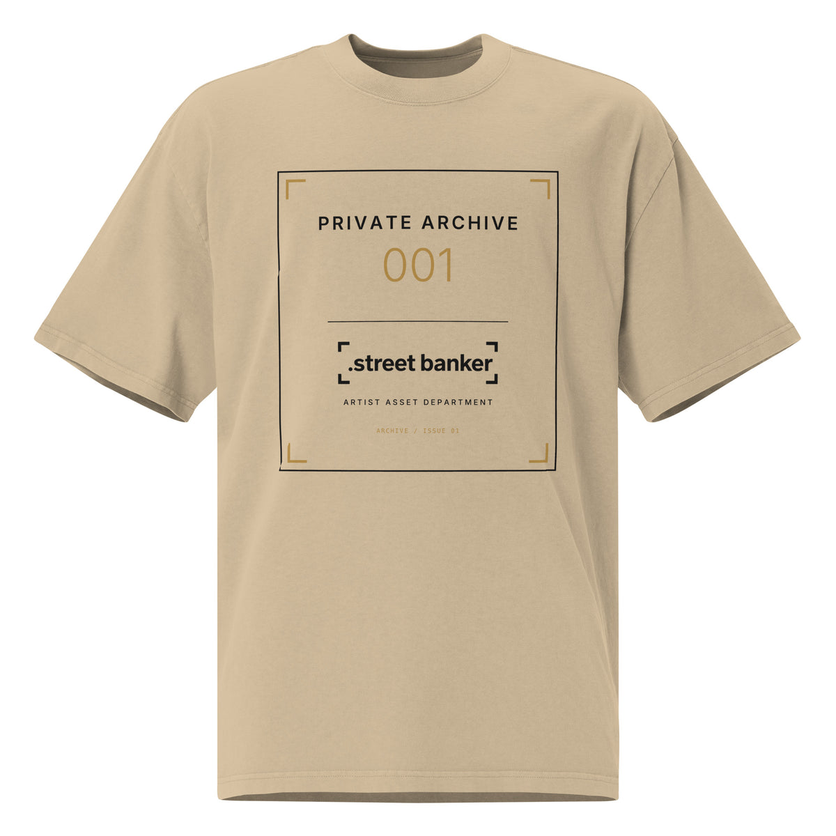 SB-01 Archive Index Oversized Tee in faded khaki, front view