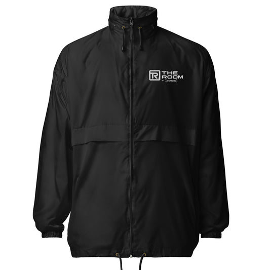 The Room Lightweight Windbreaker in black, front view