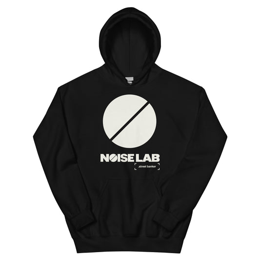 Noise Lab Black Pullover Hoodie in black, front view