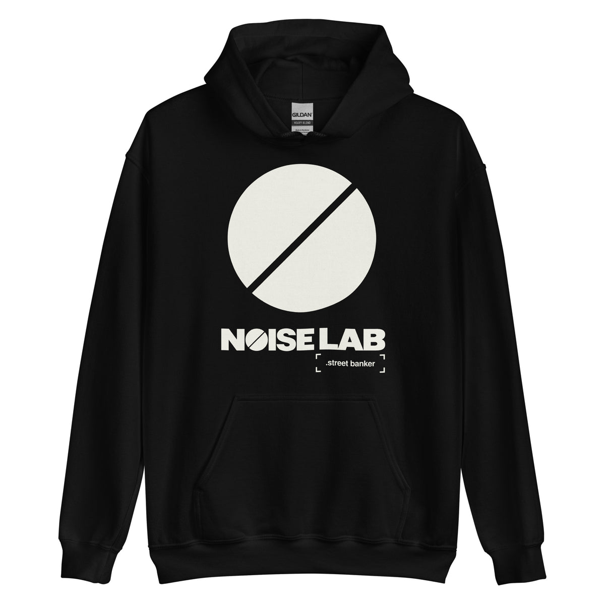 Noise Lab Black Pullover Hoodie in black, front view