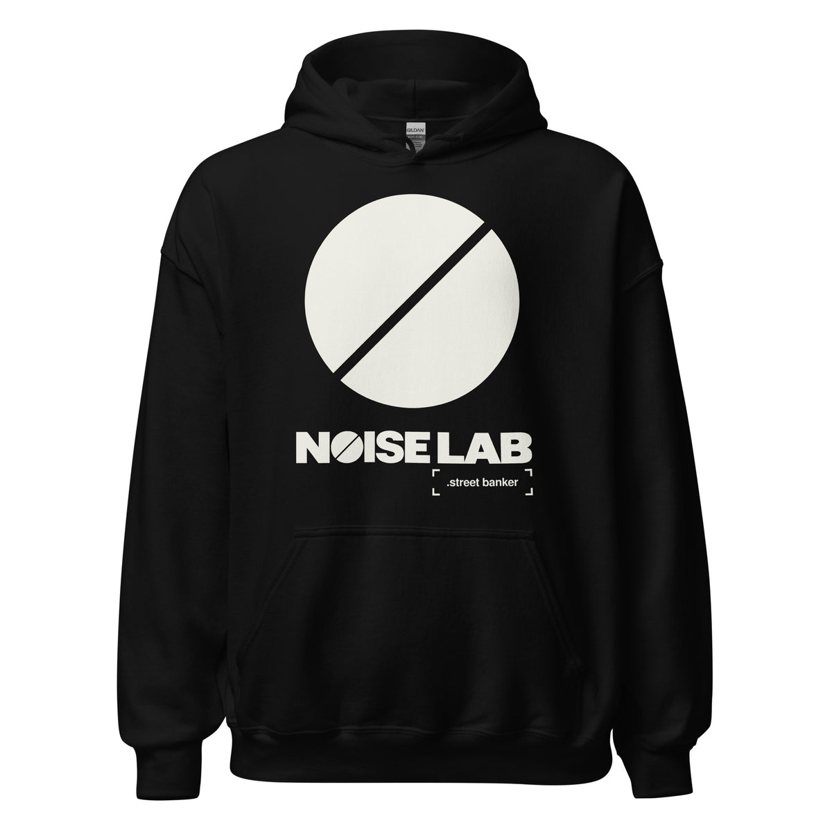 Noise Lab Black Pullover Hoodie in black, front view