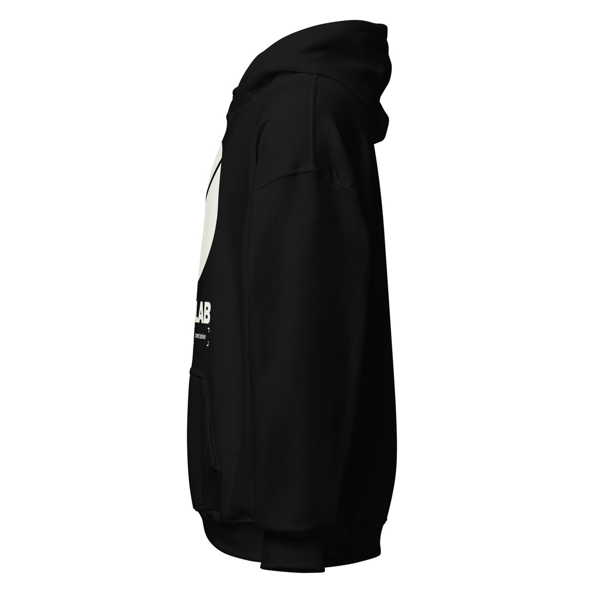 Noise Lab Black Pullover Hoodie in black, left-side view