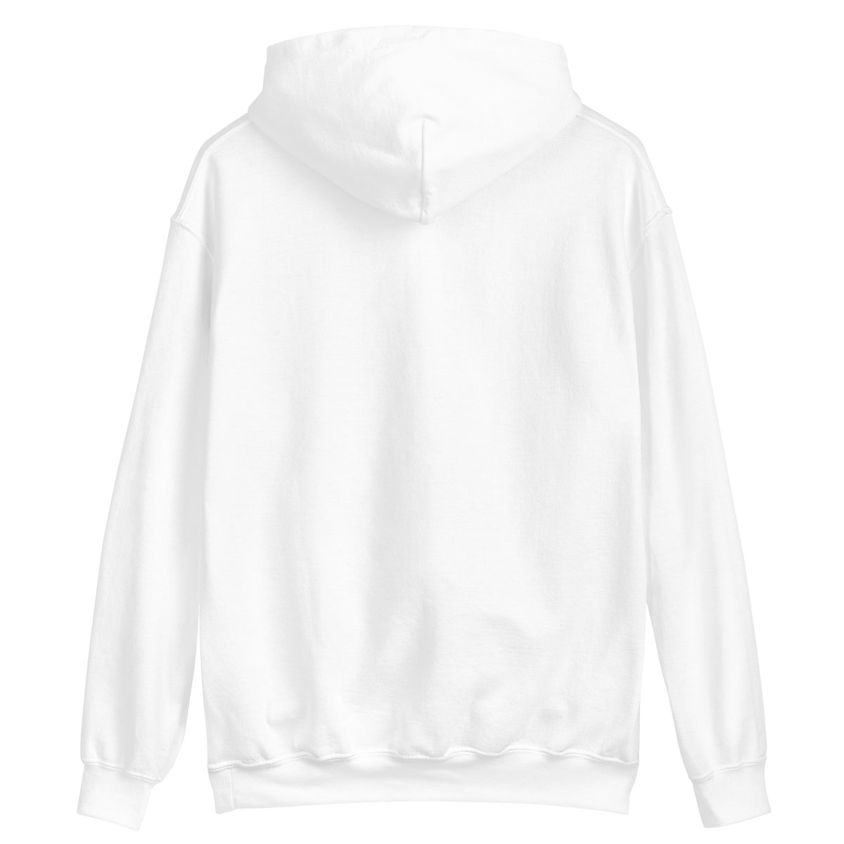 Noise Lab White Pullover Hoodie in white, back view