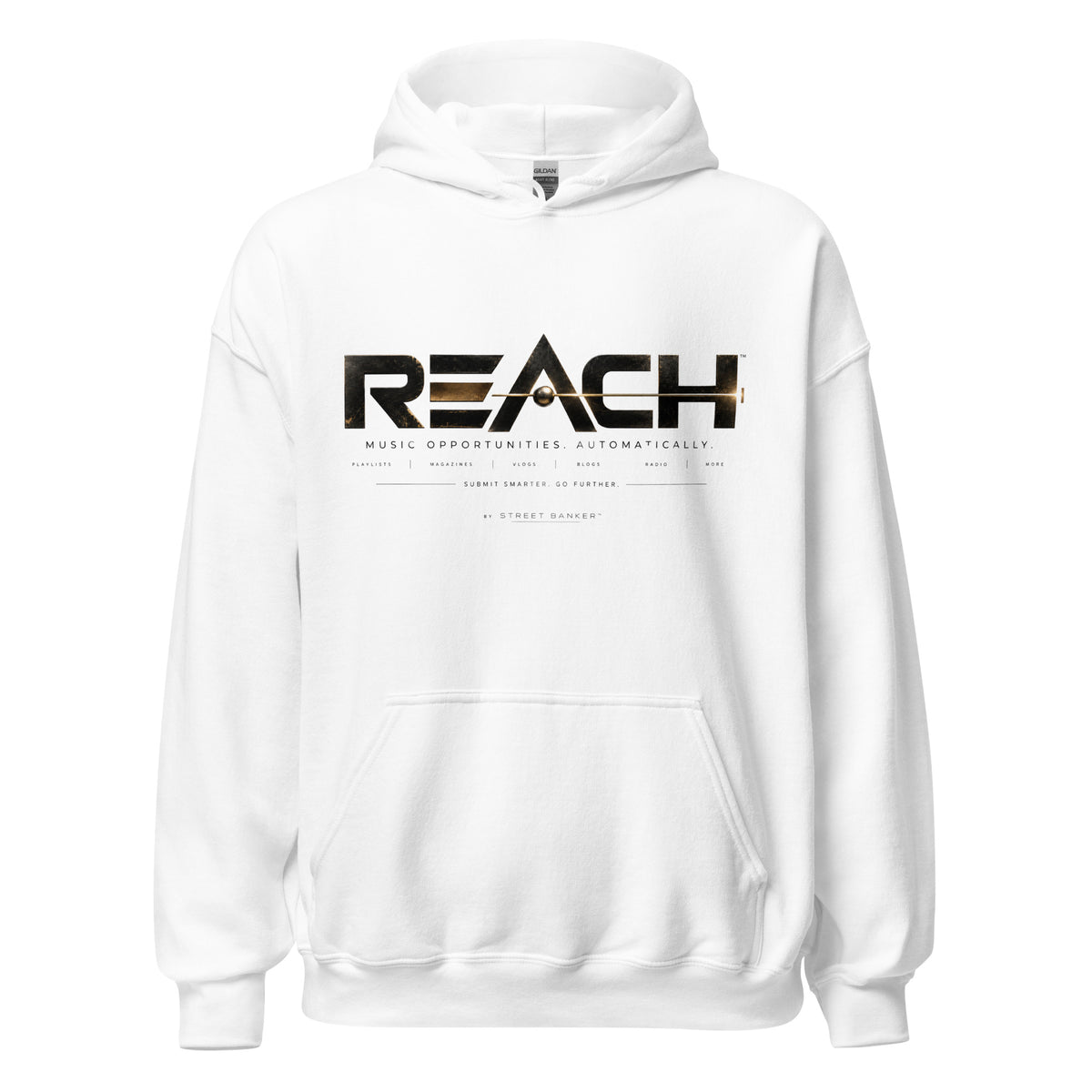 Reach Pullover Hoodie in white, front view