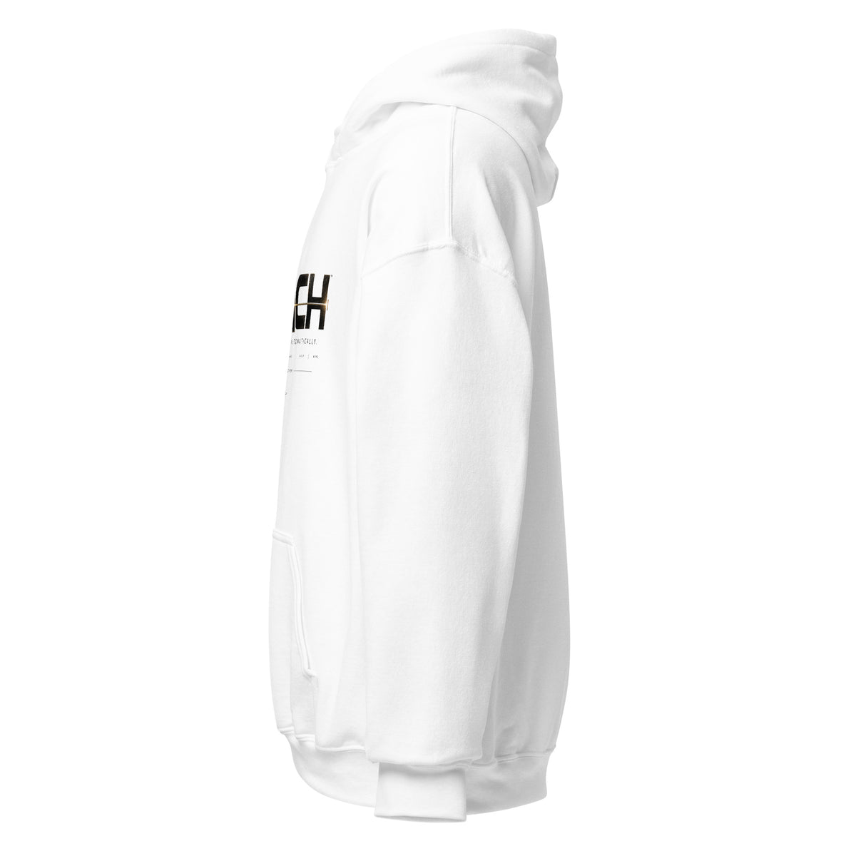 Reach Pullover Hoodie in white, left-side view