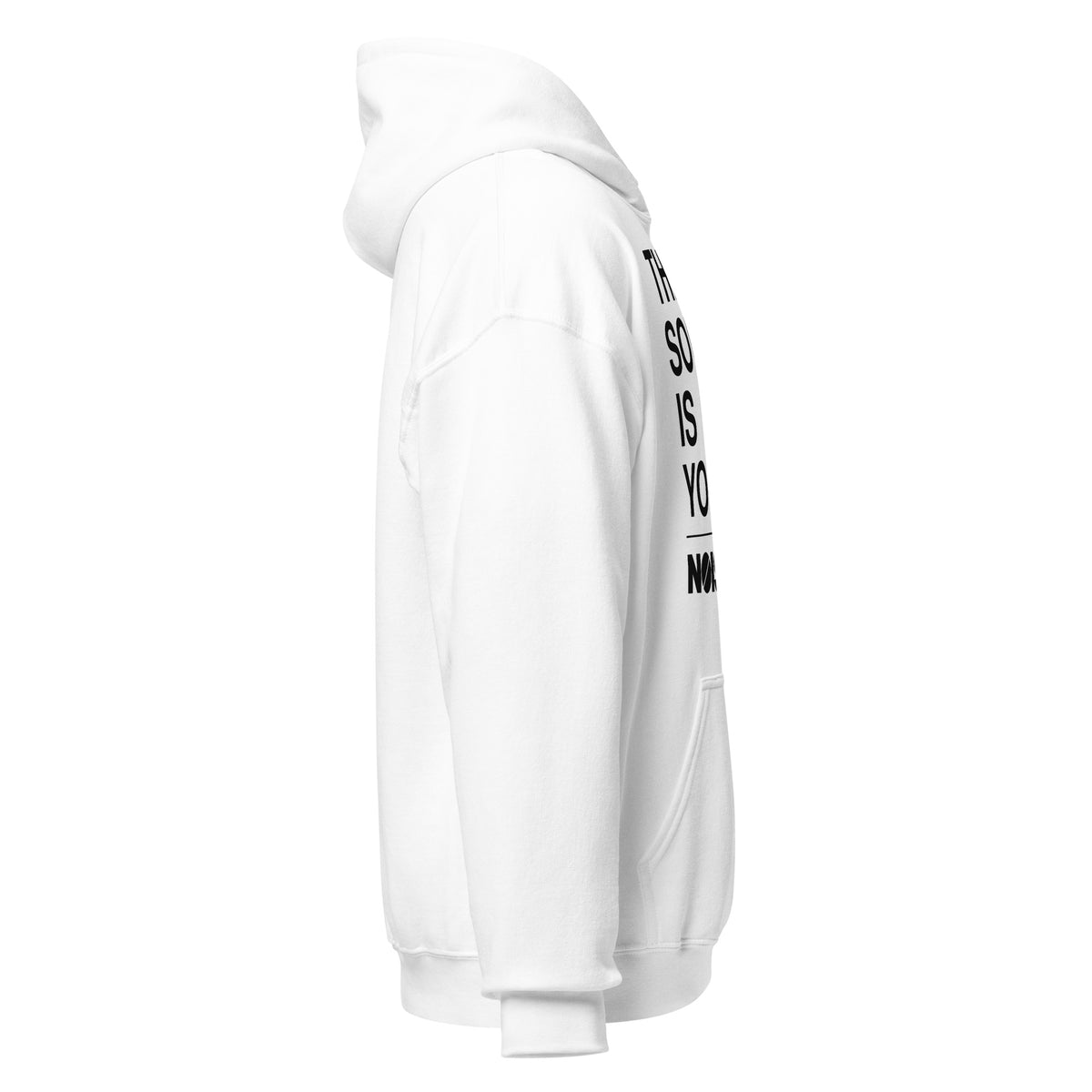 Noise Lab White Pullover Hoodie in white, right-side view