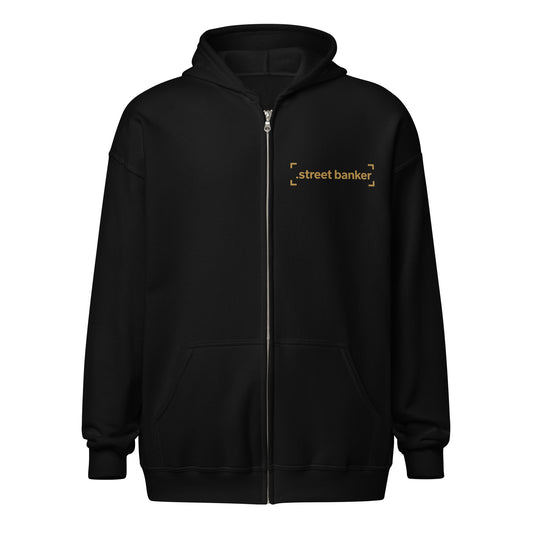 SB-05 Deposit ID Zip Hoodie in black, front view