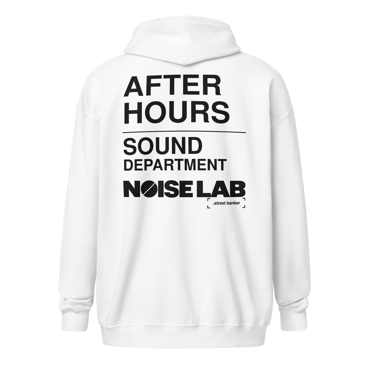 Noise Lab Heavy Blend Zip Hoodie in white, back view