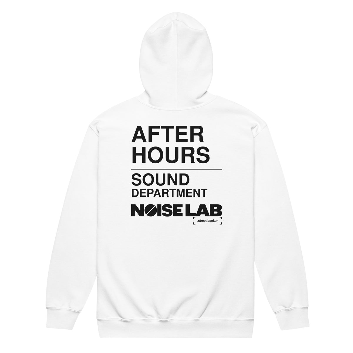 Noise Lab Heavy Blend Zip Hoodie in white, back view
