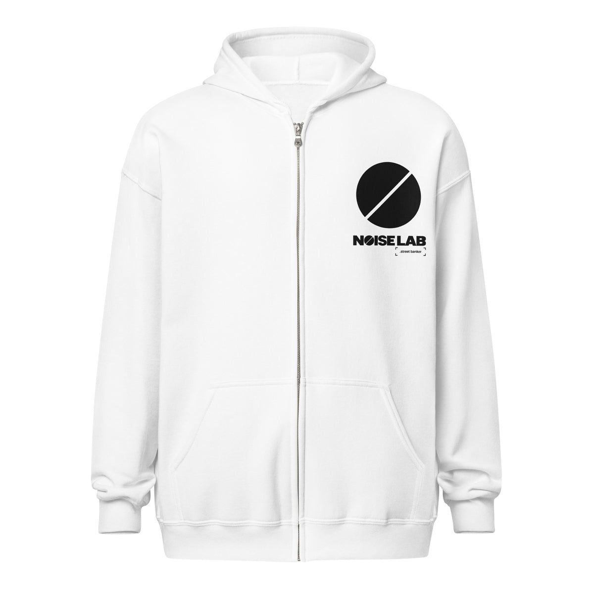 Noise Lab Heavy Blend Zip Hoodie in white, front view