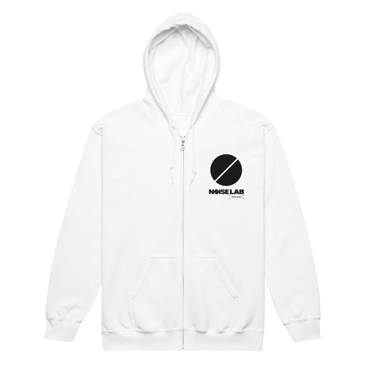 Noise Lab Heavy Blend Zip Hoodie in white, front view