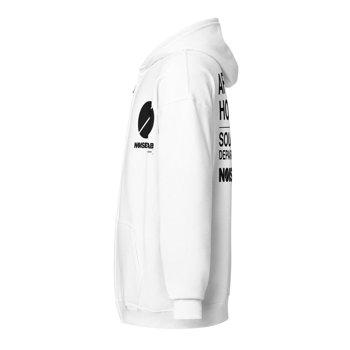 Noise Lab Heavy Blend Zip Hoodie in white, left-side view